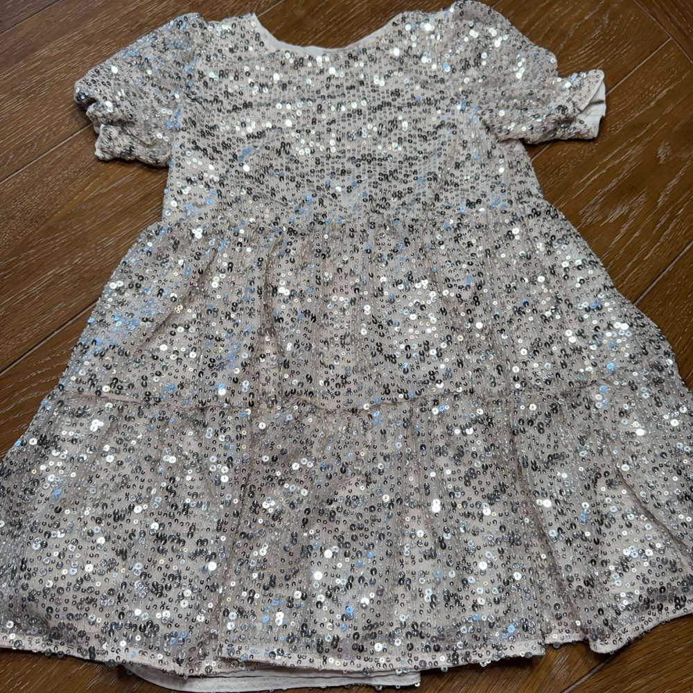 Cat & Jack Girls Shimmering Sequin Dress Size Small 6/7 Sparkly Dance Party